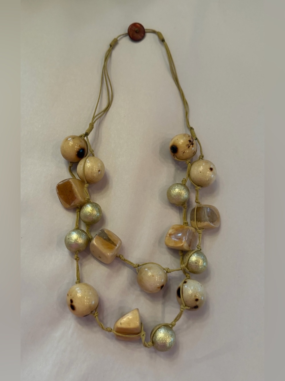 Chunky Beaded Statement Necklace Boho Fall Festival Brown Tan Y2K Goblincore